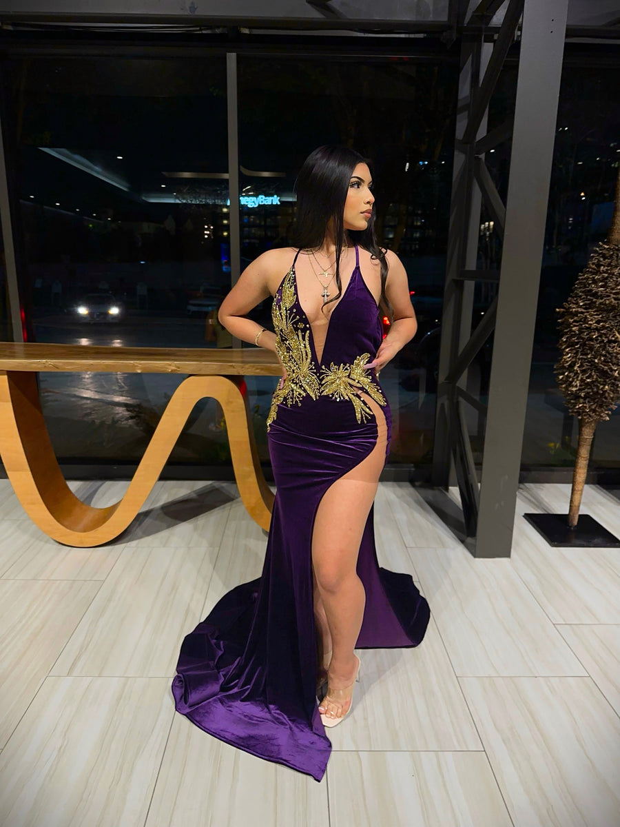 Mina Gown In Purple Ken White Collection LLC Mina Gown In Purple Ken White Collection LLC