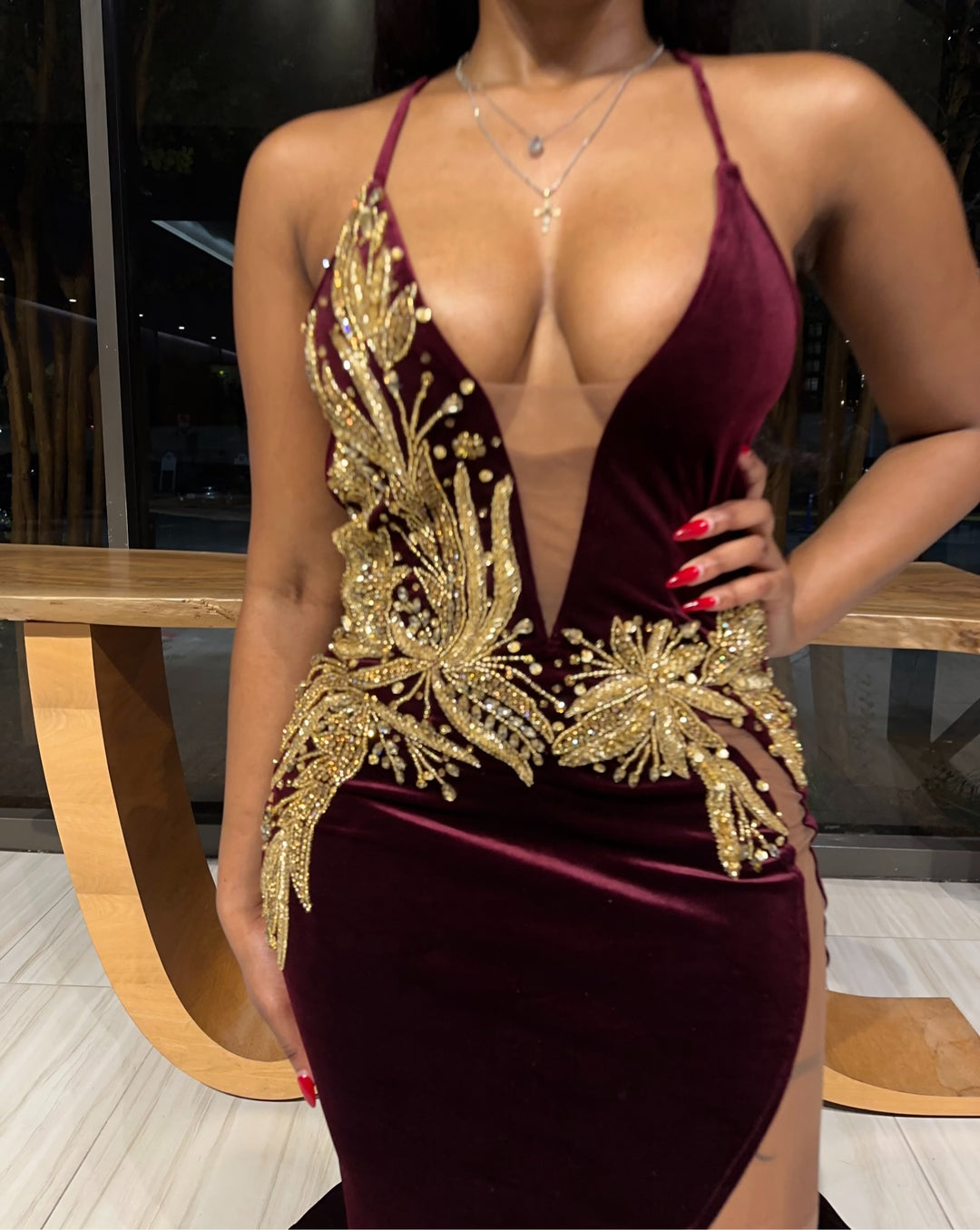 Mina Gown In Burgundy Ken White Collection LLC Mina Gown In Burgundy Ken White Collection LLC