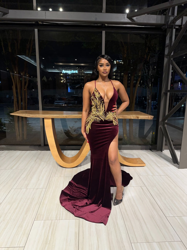 Mina Gown In Burgundy – Ken White Collection LLC