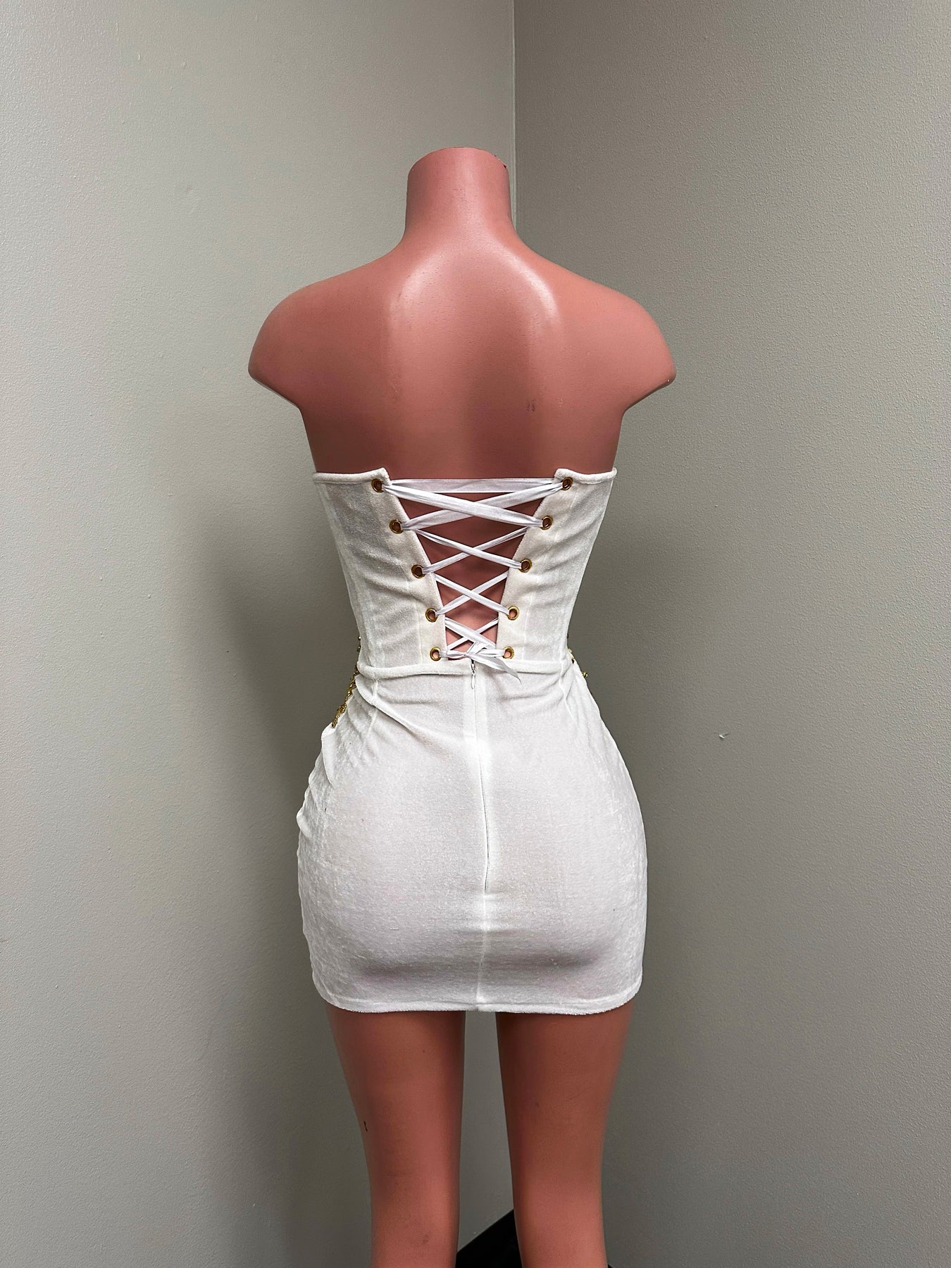 “Mina” Corset Mini Dress in White – Ken White Collection LLC