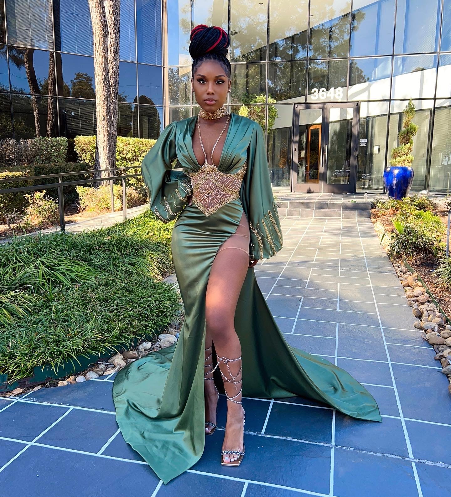 Bishop Sleeve Beaded Corset Gown Ken White Collection LLC Bishop Sleeve Beaded Corset Gown Ken White Collection LLC