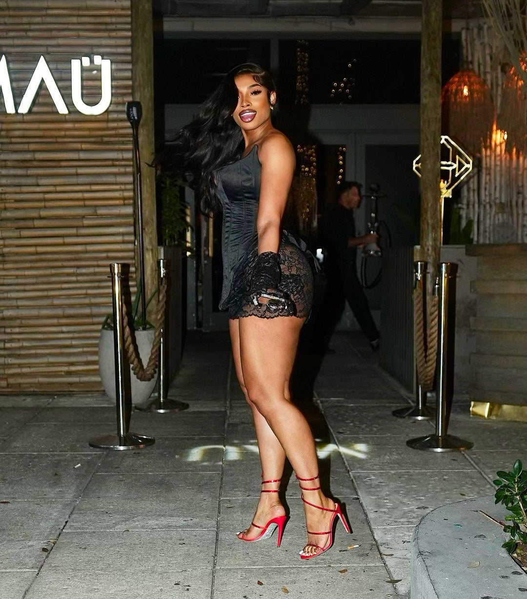 Kem Corset & Lace Mini Dress w/ Gloves Ken White Collection LLC Kem Corset & Lace Mini Dress w/ Gloves Ken White Collection LLC