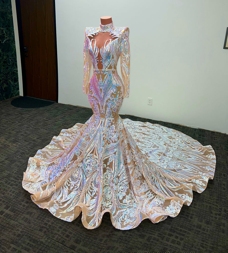 Stella High Neck Sequin Mermaid Gown  Ken White Collection LLC