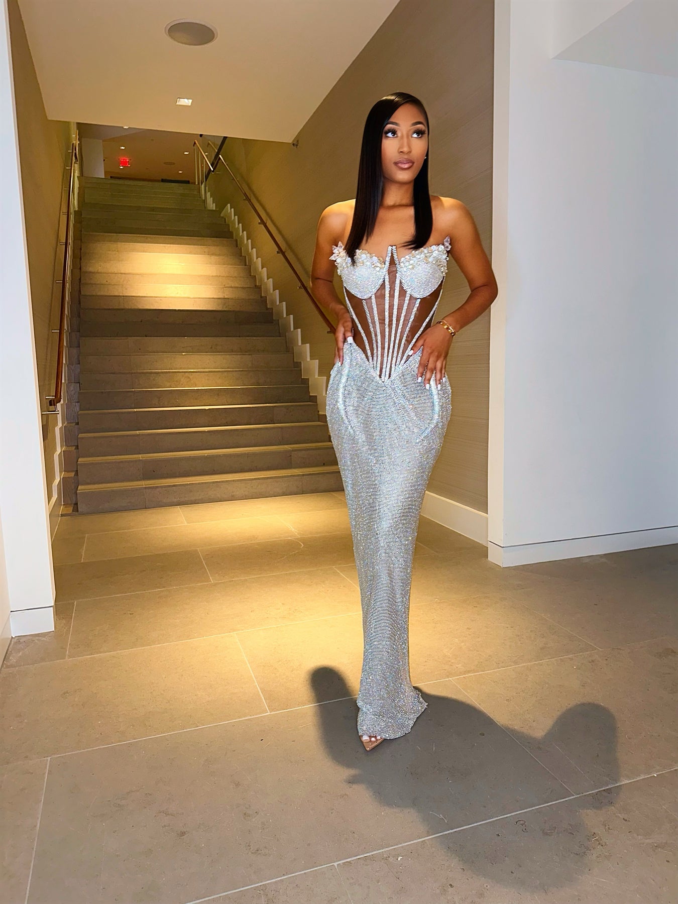 rhinestone corset dress Kimi” Rhinestone Corset Gown w/ Clear Crystal Detail – Ken White Collection LLC