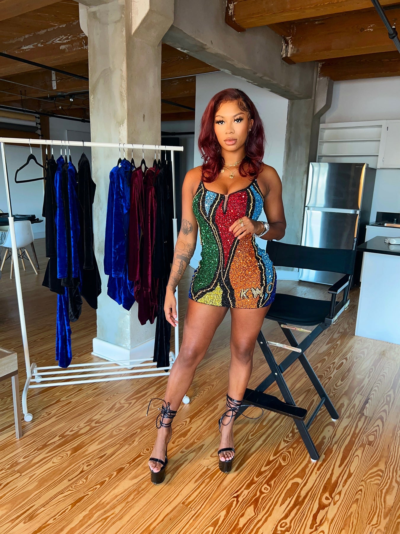 COOGI Inspired Beaded Spaghetti Strap Mini Dress – Ken White Collection LLC COOGI Inspired Beaded Spaghetti Strap Mini Dress – Ken White Collection LLC